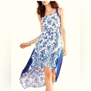 Elle Blue and White Asymmetrical High-Low Sundress